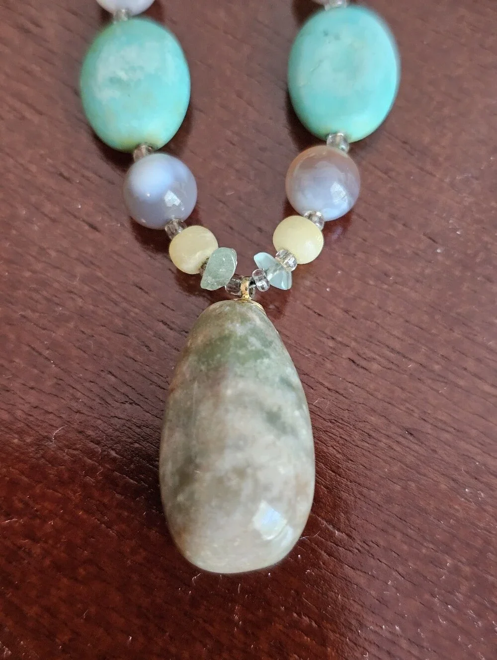 Artisan Natural Turquoise Mixed Gemstone Beaded Drop Necklace